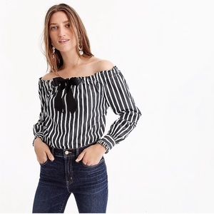 J Crew off the shoulder top with tie front